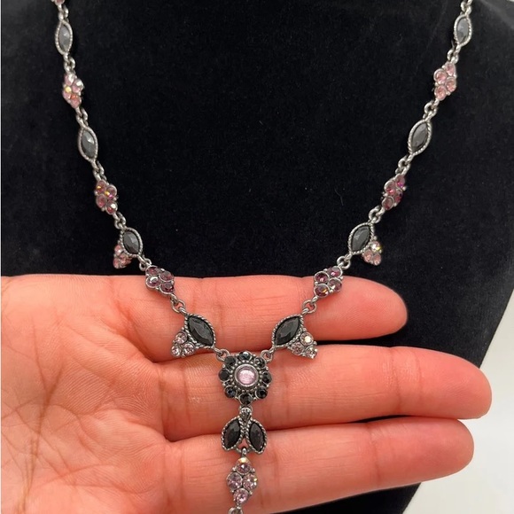 The Grapes and Peonies Rhinestone Studded Multi Color Necklace - Picture 2 of 8